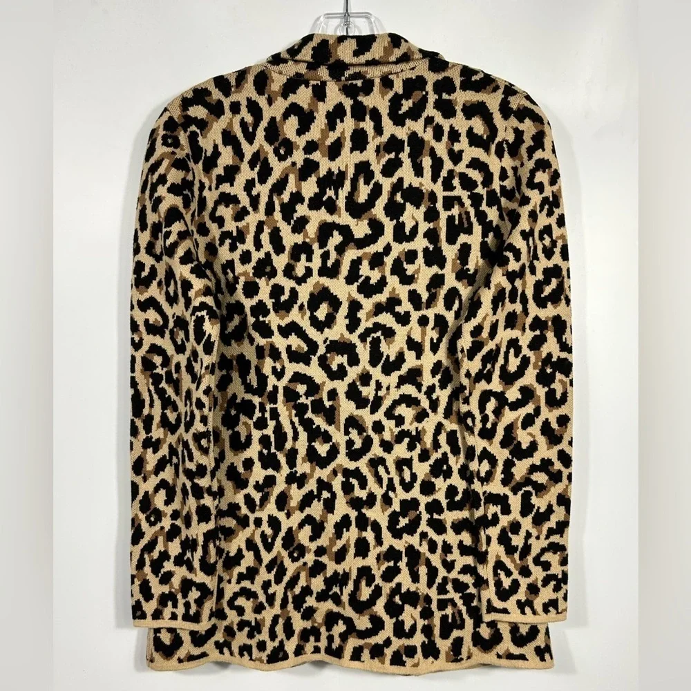 NEW J.Crew Factory Mob Wife Leopard Print Sweater Blazer Black/Brown/Tan Size S